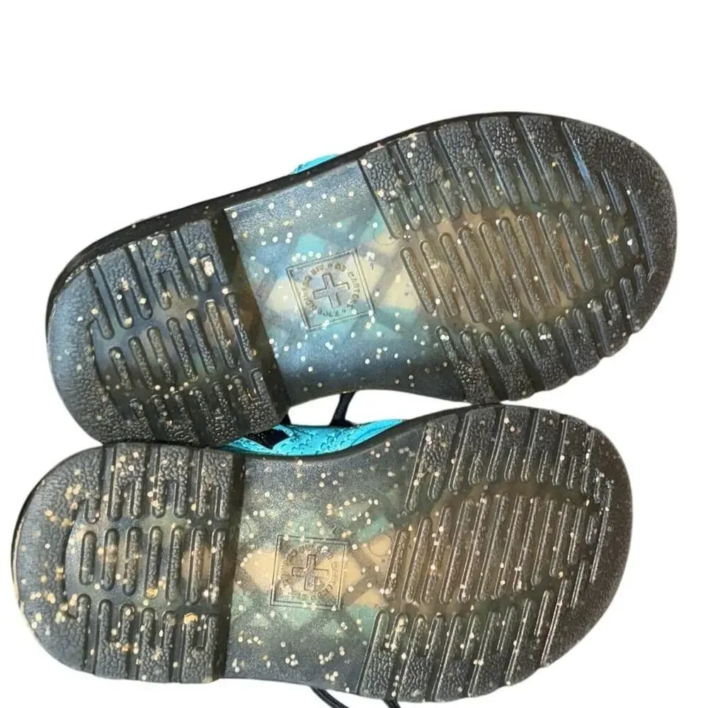 Dr Martens 1460 Cosmic Glitter Turquoise Toddler Boots Size 7 EUC Side Zip